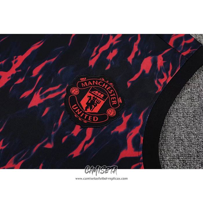 Camiseta de Entrenamiento Manchester United 2022-2023 Sin Mangas Negro y Rojo